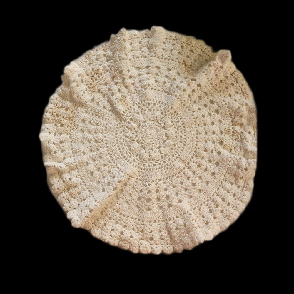 Vintage, Off-White Handmade Doily B10